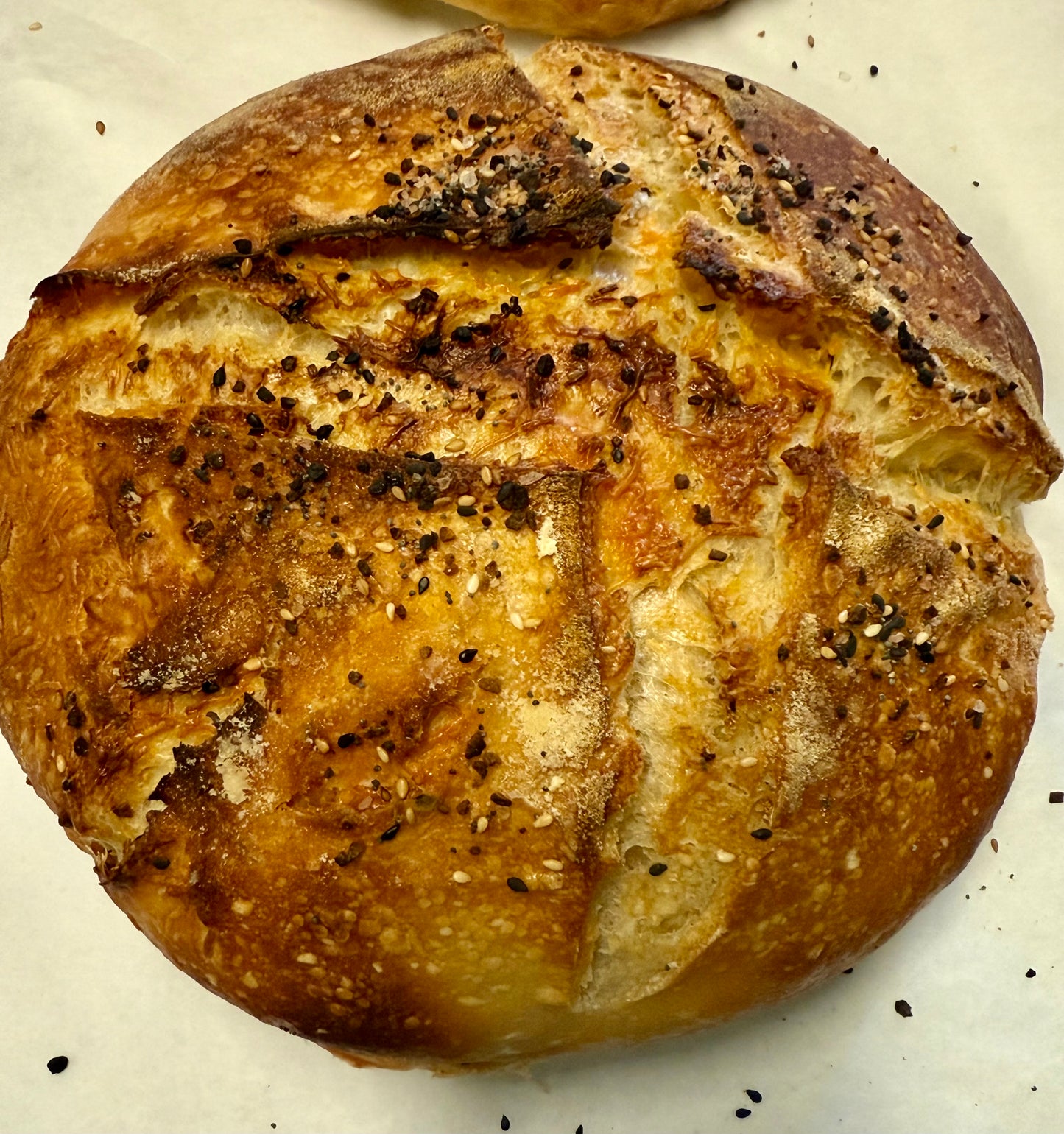 Everything but the Bagel and Cheddar Sourdough Bread Boule